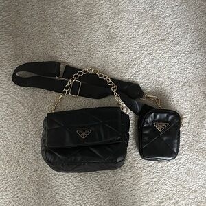 Prada Black Quilted Crossbody Bag Set (Fake)